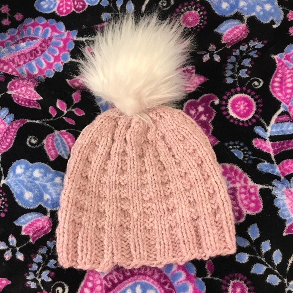 Hand Knit Dusty Pink Winter Hat